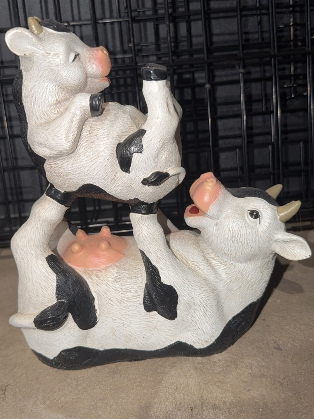 Farmhouse Ceramic Cow Figurine - White and Black